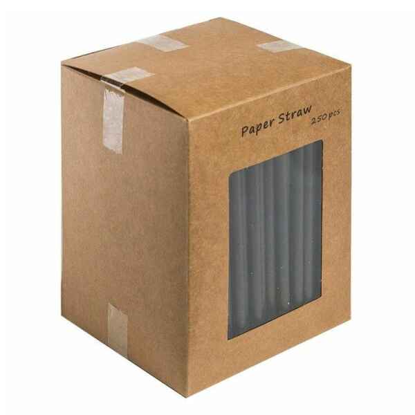 Black 5.5 inch Paper Straws 250 - Biodegradable & Recyclable Drinking Straws 1 Black paper straws