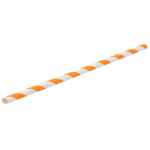 Orange and White Striped Paper Straws 8" (20cm) 6mm Bore 2 straws for drinks