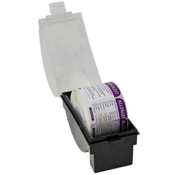 Dispenser & Roll of 500 Square Allergen Labels Combo 1 Dispenser & Roll of 500 Square Allergen