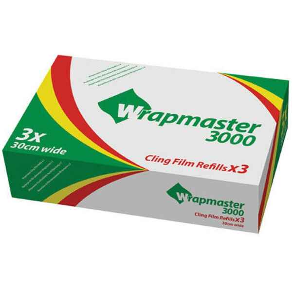 Wrapmaster 3000 Cling Film Refill 30cm x 300m (Pack of 3) 1 wrapmaster3000clingfilmrefill30cmx300mpackof324113p