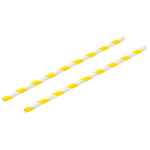 Yellow and White Striped Paper Straws 8" (20cm) 6mm Bore 2 Yellow and White Striped Paper Straws