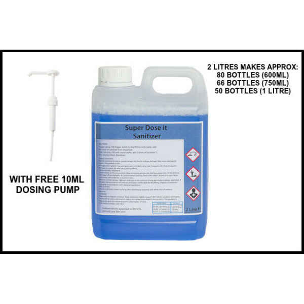 2L Concentrated Food Safe Sanitiser Cleaner Dosing Bottle and Free 10ml Dosing Pump 1 s l1200 80