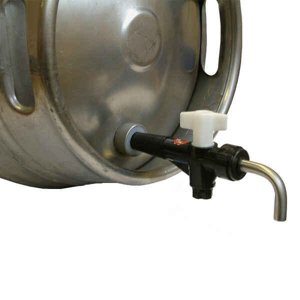 Beer Barrel Tap with Tap Nut and Hop Strainer and turn down spout 1 beer barrel tap