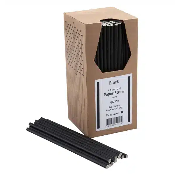8″ Black Paper Straws PK250 1 8″ Black Paper Straws