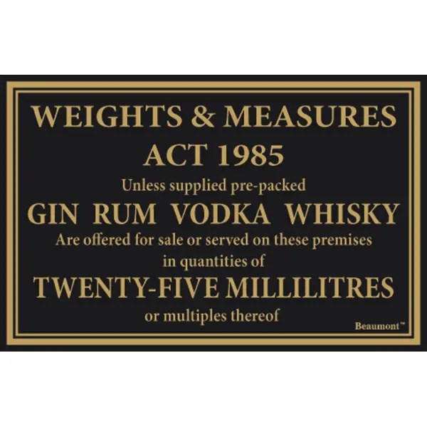 25ml Law Sign 1 B885 25ml Weights Measures Law Sign 170mm x 140mm