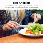 White Paper Knives - 158mm Durable Disposable Cutlery 3 2 1