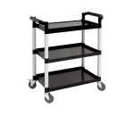 Genware Small 3 Tier PP Trolley Black Shelves 2 TROLPC