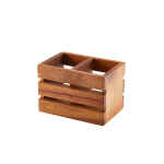 GenWare Acacia Wood 2 Compartment Cutlery Holder 2 WDCB 2