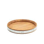 Acacia Wood Zinc Banded Serving Board 24cm 2 WSBB24