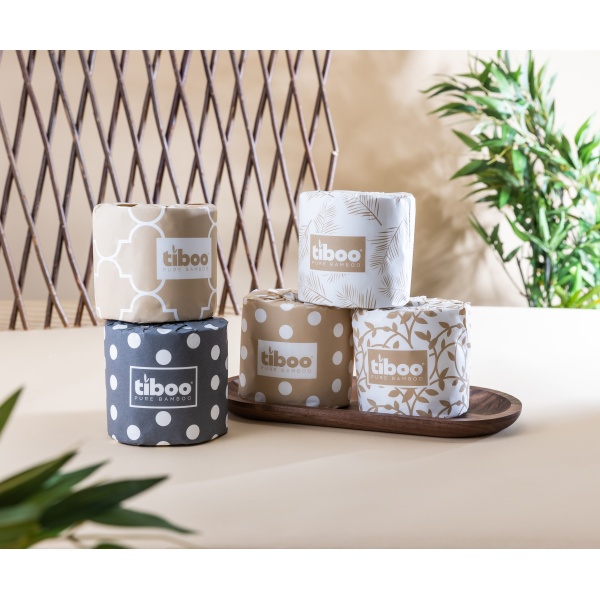 Tiboo 3-Ply Premium Bamboo Toilet Rolls - Double Length, Individually Wrapped - Pack of 48 1 10001