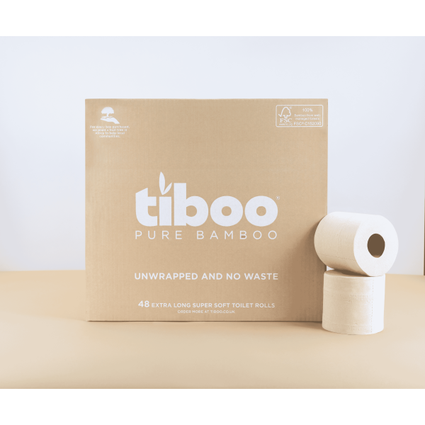 Tiboo Premium 3ply Bamboo Toilet Tissue- 48 Double Length Rolls Naked 1 10001